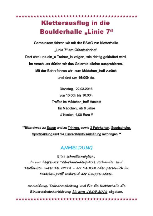 Aushang Klettern groß