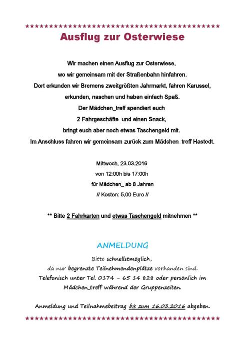 Aushang Osterwiese groß