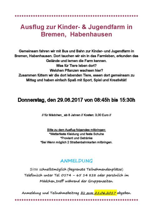 Aushang Kinder- und Jugendfarm